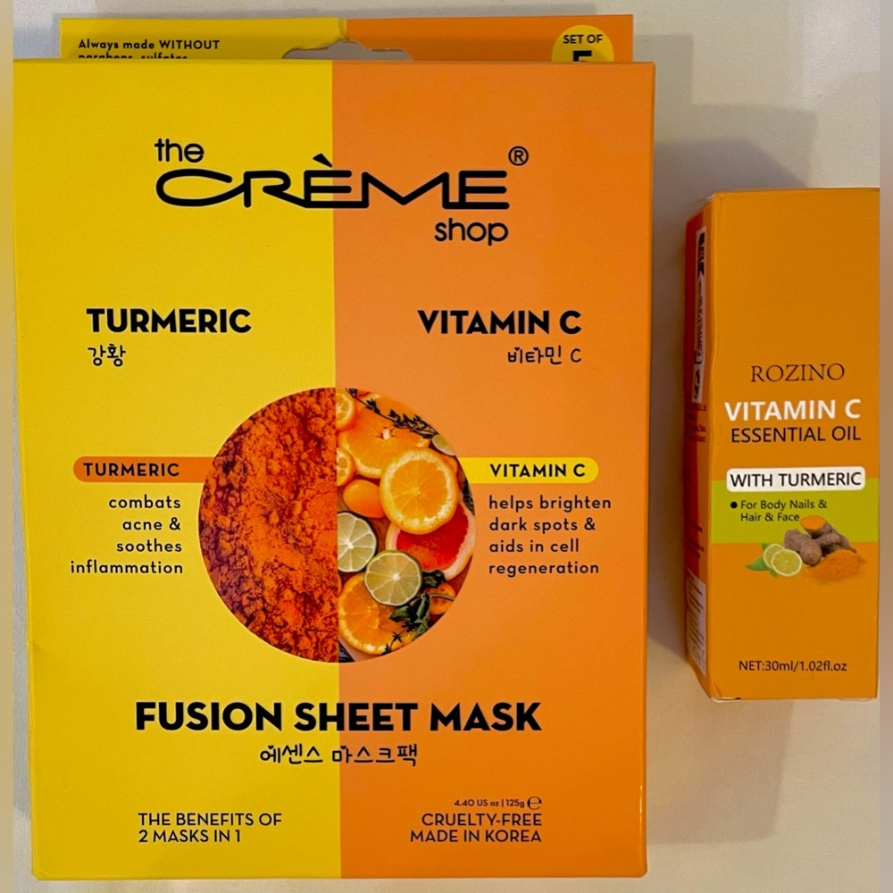 K-BEAUTY: The CRÈME Shop (5) Turmeric & Vit. C MASK
+ 1 oz VIT. C OIL W/TURMERIC